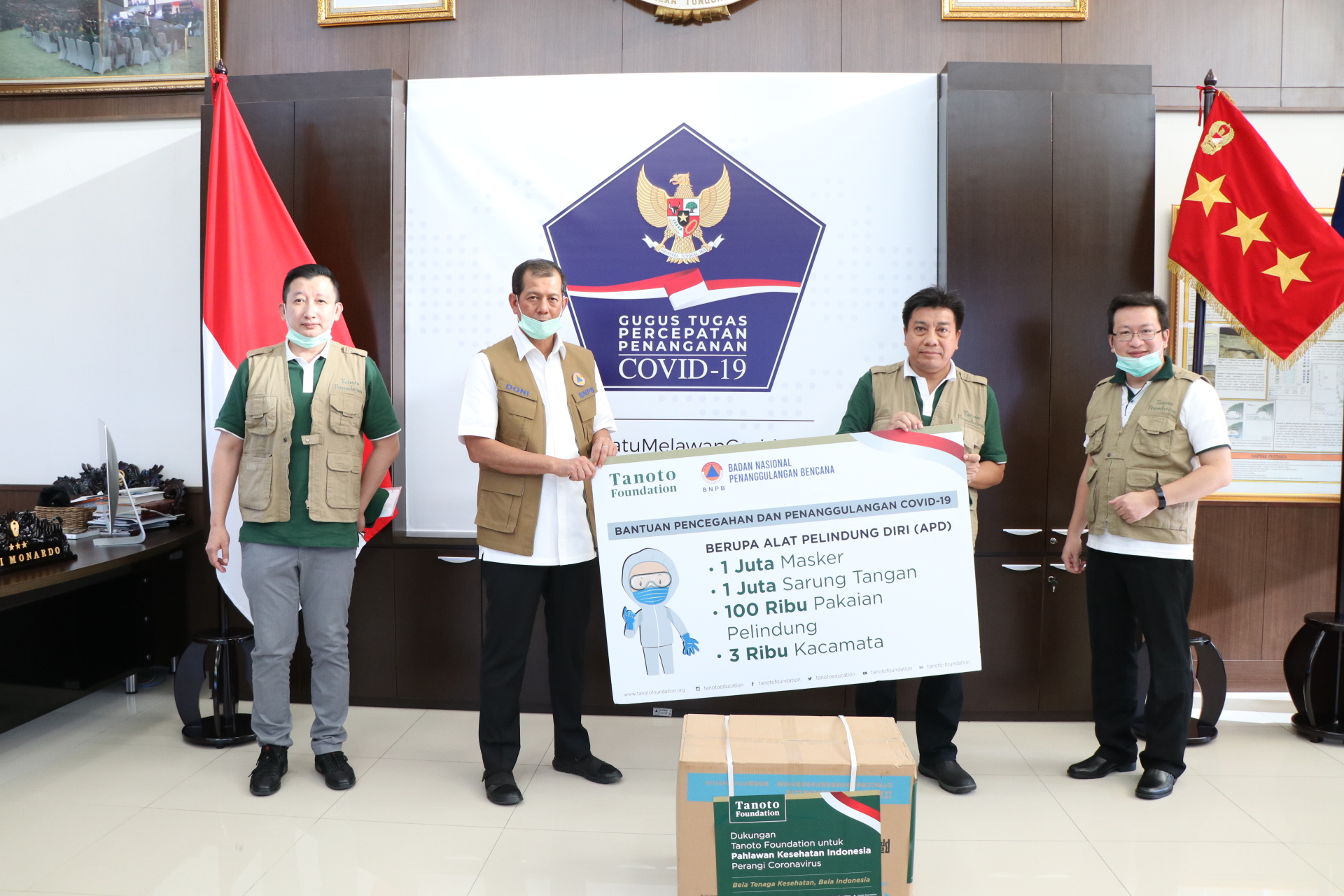 Tanoto Foundation Supports Indonesian Government’s Effort to Combat Covid-19 with Donation to BNPB